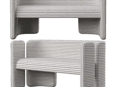 Modern Sectional Sofa With Striped Fabric And Comfortable Armrest Design For Living Room 3d model