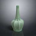 Exquisite Green Vase Sculpture Carved With Smooth Curved Lines And Elegant Design