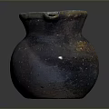Handcrafted Metallic Pottery Jar Sculpture Carving With Rounded Body And Small Spout
