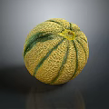 Healthy Fresh Ripe Cantaloupe Melon With Yellow Green Striped Textured Skin