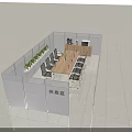 Modern Partitioned Break Room Lounge Area With Long Wooden Table Black Chairs And Green Plants