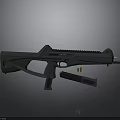 Modern Black Tactical Rifle With Rail Magazine And Ammunition Bullets