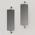 Rectangular Wall Mirrors With Gold And Silver Metal Mounting Brackets For Modern Decor 3d model