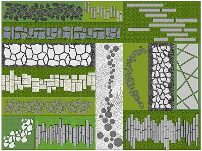 Garden Ornaments With Various Paving Patterns And Decorative Designs For Yard 3d model