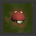 3D Animated Character With Red Hooded Cloak White Hair Smiling Standing On Green Grass