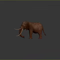 Red Elephant Model With Long Tusks Standing On Dark Background Showing Reflection 3d model