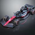 Sleek Black And Red Formula Racing Car With Aerodynamic Wings And Streamlined Design