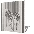 Modern Feature Wall With Black Vertical Slats And Zebra Art Design 3d model
