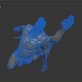 Golden Game Movie Character Statue in Dynamic Flying Pose With Flowing Cape And Outstretched Arm