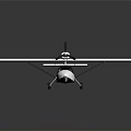 White Small Single Engine Airplane With Propeller And Large Wings On Dark Reflective Background 3d model