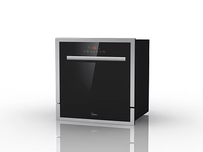 Midea Modern Built In Kitchen Appliance With Black Glass Door And Control Panel 3d model