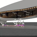 Floral Decoration Scene With Hanging Pink Pattern Panels And White Airplane Models On Black Background