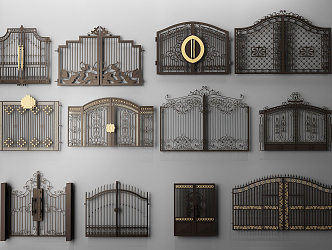 European-style gate wrought iron gate wrought iron railing carved fence 3d model