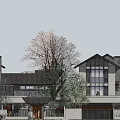 Chinese-style double-slope villa 3d model