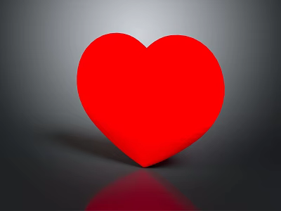 Smooth Shiny Red Heart Shape Object on Dark Gray Background With Reflection 3d model