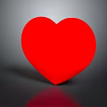 Smooth Shiny Red Heart Shape Object on Dark Gray Background With Reflection