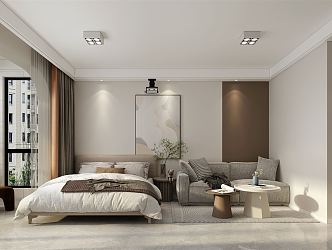 Simple Cream Apartment Modern Apartment 3d model