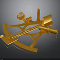 Golden Nautical Navigation Instruments Set With Sextant Telescope And Compass