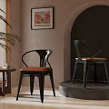 Stylish Leisure Chairs With Black Frame Brown Leather Seat And Green Frame In Modern Room