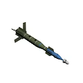 Military Missile Weapon Featuring Blue Nose Cone Green Body And Tail Fins