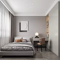 Modern Bedroom Interior Design With Large Bed Wardrobe And Window Rug 3d model