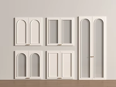 Various White Cabinet Door Designs With Arched Rectangular And Glass Panel Styles For Interior Decor 3d model