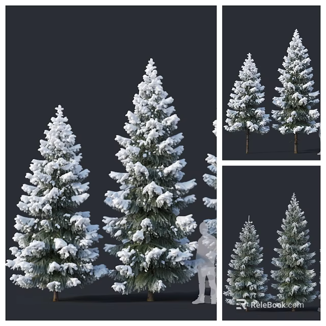 Snow Covered Evergreen Tree with Dense Foliage and Natural Winter Shape 3d model 