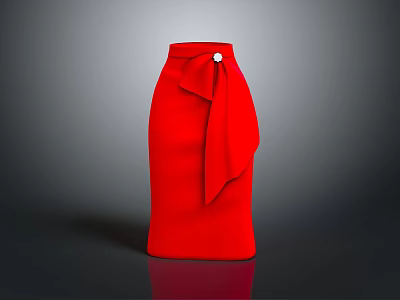 Red Household Apron With White Button Decoration And Modern Design 3d model