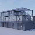 Construction Site Featuring Modern Multi Storey Glass Building With Metal Frames 3d model