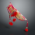 Traditional Ethnic Decorative Weapon Adorned With Red Tassels And Pom Poms Ornate Details