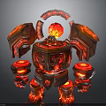 Fierce Red Mechanical Guardian Construct With Glowing Core And Armor Plates 3d model