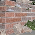 wall tile red brick bamboo broken brick 3d model