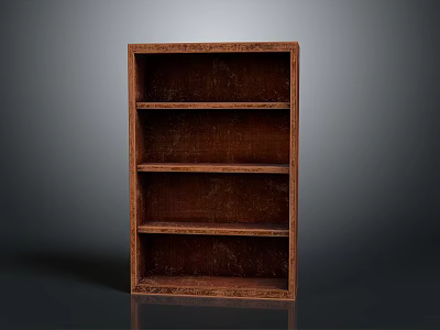 Simple Brown Wooden Bookshelf With Four Open Shelves And Clean Design 3d model
