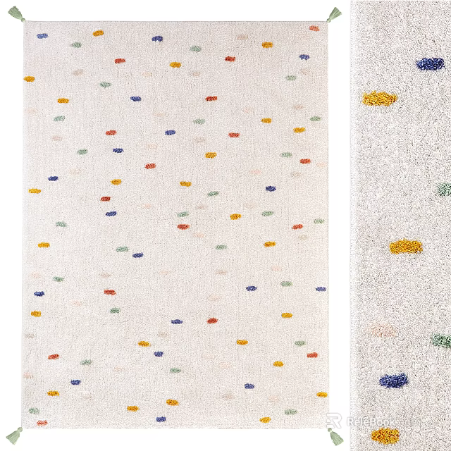 Square Rug With Colorful Polka Dots Soft Texture For Living Room Decor 3d model 