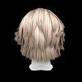 Natural Looking White Head Model With Blonde Short Voluminous Hair Against Black Background