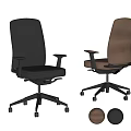 Modern Ergonomic Office Chairs In Black And Brown Leather With Armrests And Wheels