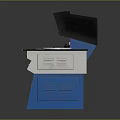 Blue Industrial Measurement Workbench With Two Circular Plates Monitor Display And Control Panel