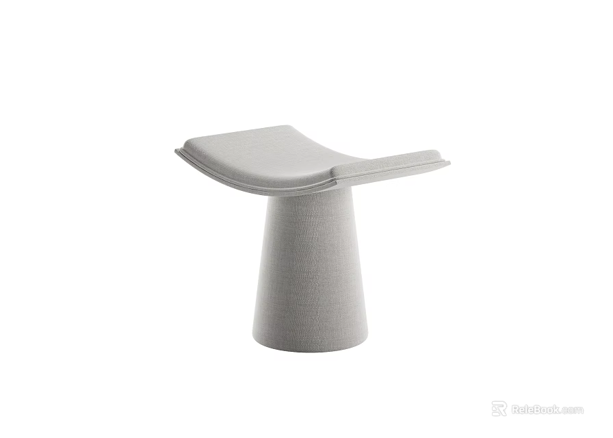 Modern Design Stool With Conical Textured Base And Curved Seat Surface 3d model 