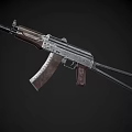 Classic AK Assault Rifle With Wooden Stock Metal Barrel And Grip Design