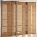 Natural Brown Bamboo Blinds With Vertical Striped Design For Window Decoration