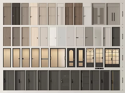 Various Styles Of Hinged Doors For Home Interior Design And Decoration 3d model