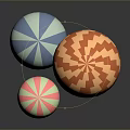 Three Colorful Hot Air Balloons With Patterned Designs On Gray Background