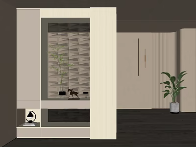 Modern Entrance Cabinet Cream Entrance Shoe Cabinet 3d model