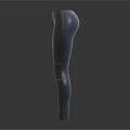 Slim Fit Gray Leather Leggings With Stitched Details And Waist Buckle