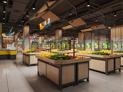 Modern Supermarket Indoor Perspective Measurement 3d model