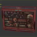 Futuristic Red Control Panel With Technical Diagrams Holographic Displays And Geometric Patterns 3d model