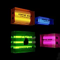 Roadside Facilities Colorful Illuminated Coffee Shop Directional Signs Open 24 Hours