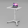 Height Adjustable White Functional Desk with Rolling Casters and Laptop on Top 3d model