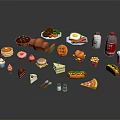Assorted Foods Collection Featuring Desserts Bread Sandwiches Hot Dogs Pizza And Drinks