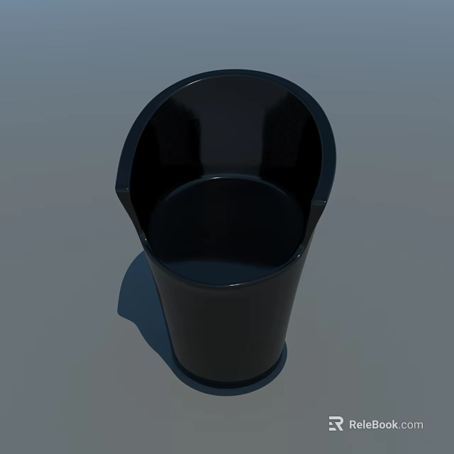 Modern Black Single Chair With Sleek Curved Design And Smooth Surface 3d model 